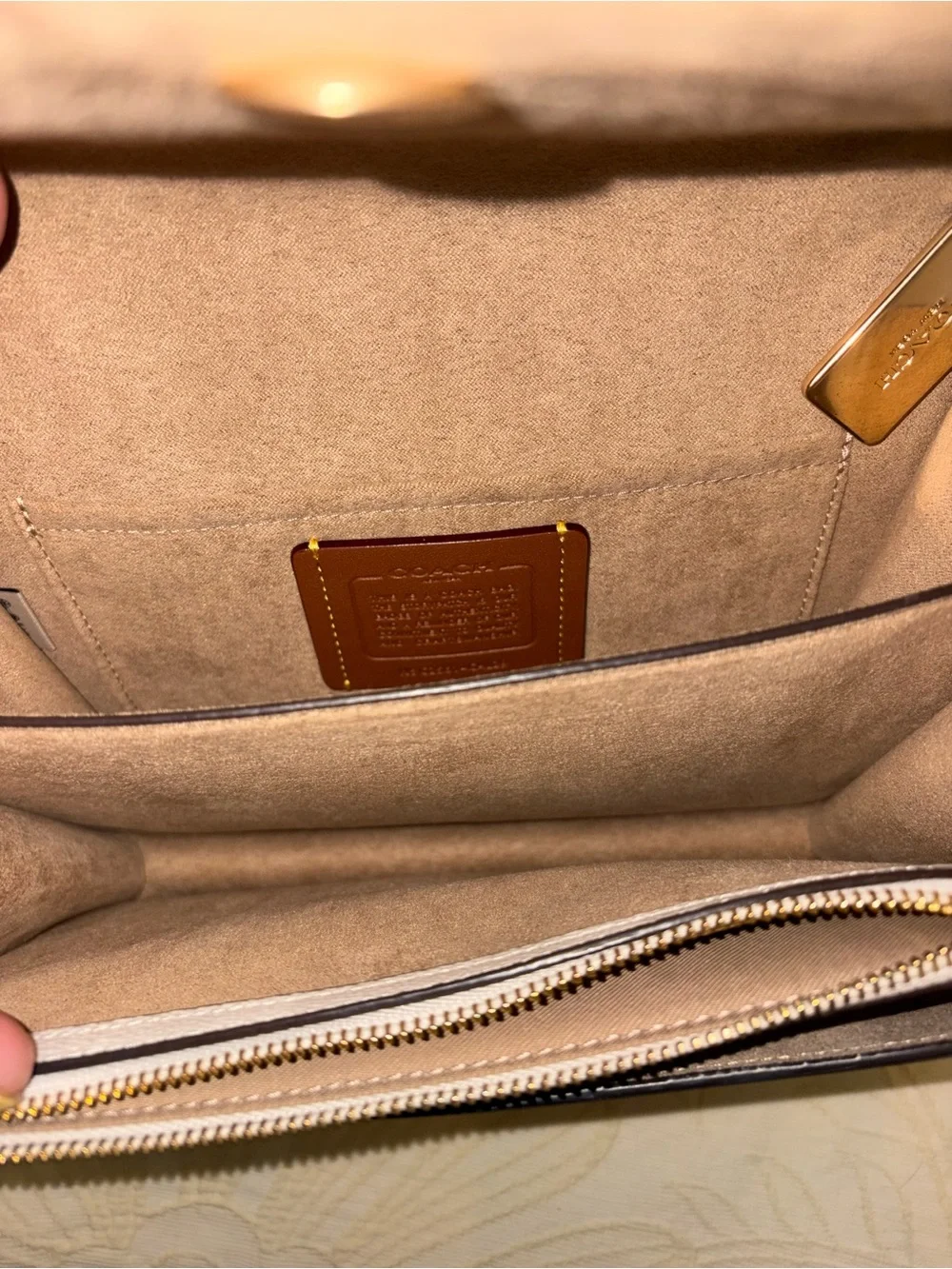 Coach Cream Signature Chain Flap Shoulder Bag